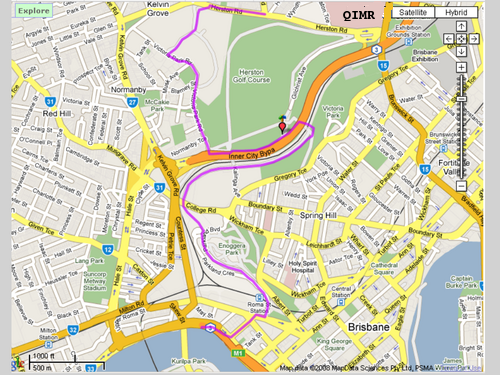 QIMR environs and a cycling route